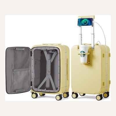 mixi Carry On Luggage with Cup Holder and Charger